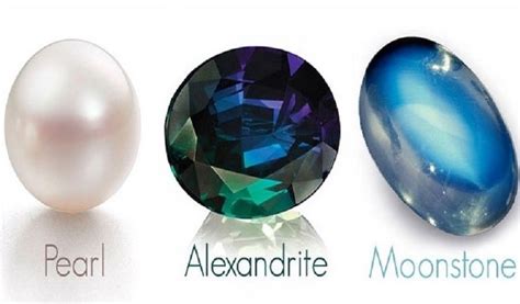 Junes Birthstones: Pearl, Alexandrite and Moonstone